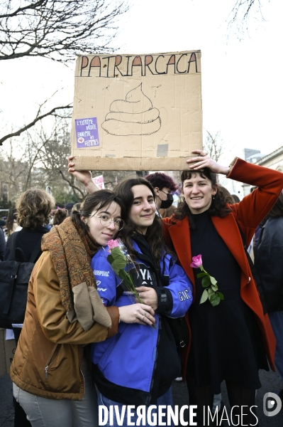 Manifestation pour La Journée internationale des droits des femmes, le 8 Mars 2022. International women sday in Paris.