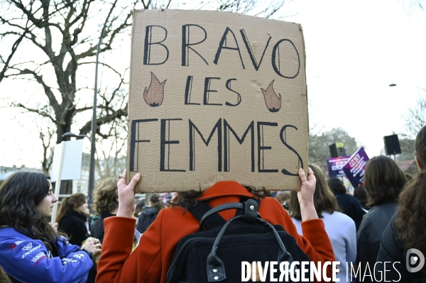 Manifestation pour La Journée internationale des droits des femmes, le 8 Mars 2022. International women sday in Paris.