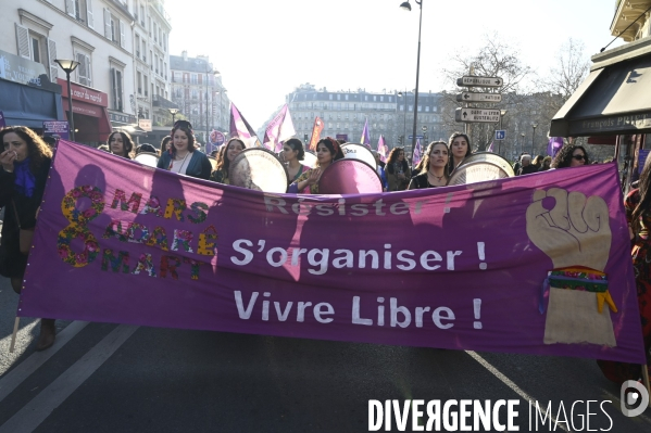 Manifestation pour La Journée internationale des droits des femmes, le 8 Mars 2022. International women sday in Paris.