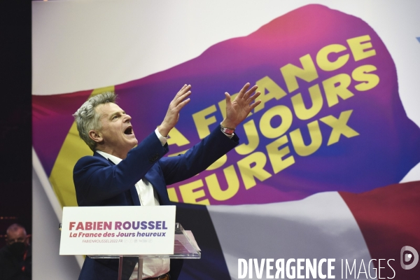 Meeting du candidat Fabien ROUSSEL (PCF) au cirque d hivers de Pais. Présidentielles 2022. Meeting of Fabien Roussel
