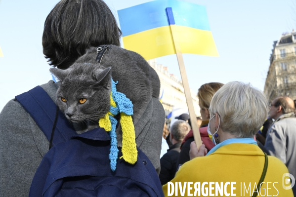 Guerre en UKRAINE. Rassemblement à Paris contre l invasion RUSSE en UKRAINE. Le 19.03.2022. Conflict in Ukraine. People protest against Russia s military invasion of Ukraine.