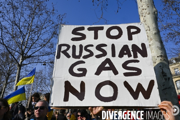 Guerre en UKRAINE. Rassemblement à Paris contre l invasion RUSSE en UKRAINE. Le 19.03.2022. Conflict in Ukraine. People protest against Russia s military invasion of Ukraine.