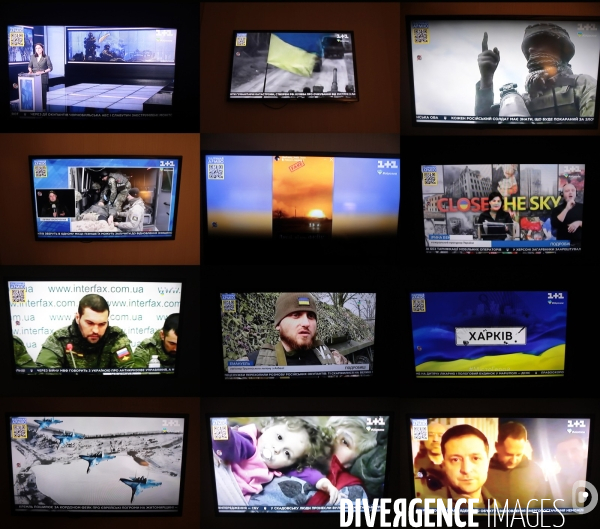 Ukraine .Combo images journal TV  guerre en ukraine 