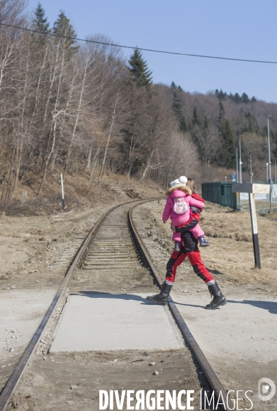 Accueil des deplaces ukrainiens a la frontiere polonaise.