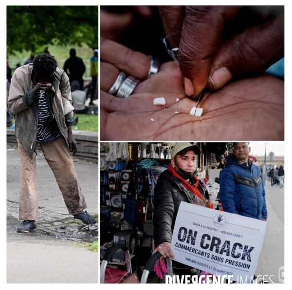Toxicomanes au square de la porte de la Villette après leur déplacement du quartier des jardins d Eole