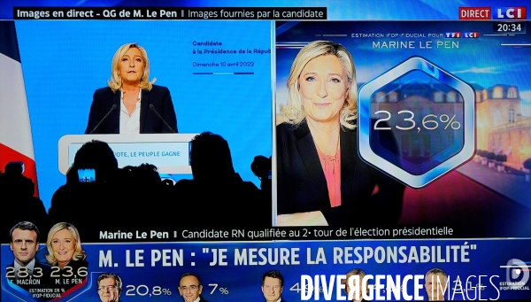 Soirée electorale à la TV.Premier tour des présidentielles 2022