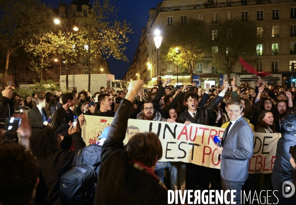 Soirée du 1er tour à l élection présidentielle 2022, avec les citoyens qui soutiennent Jean-Luc Mélenchon, candidat de la France Insoumise.