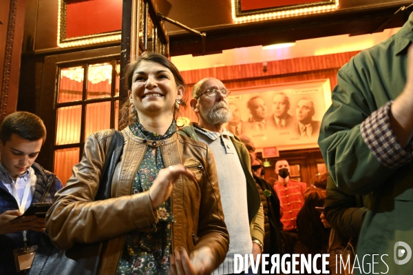 Soirée du 1er tour à l élection présidentielle 2022, avec les citoyens qui soutiennent Jean-Luc Mélenchon, candidat de la France Insoumise.