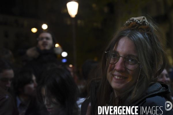 Soirée du 1er tour à l élection présidentielle 2022, avec les citoyens qui soutiennent Jean-Luc Mélenchon, candidat de la France Insoumise.