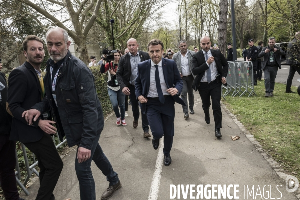 Déplacement d Emmanuel Macron dans la région Grand Est.