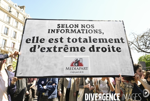 Manifestation entre les 2 tours, contre l extreme droite, le racisme, le fascisme.