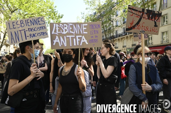 Manifestation entre les 2 tours, contre l extreme droite, le racisme, le fascisme.