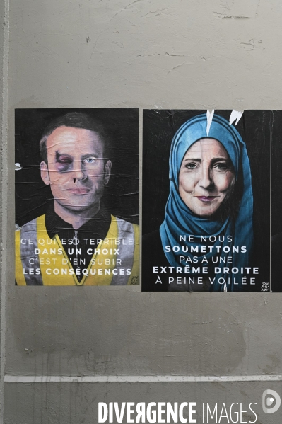 Affiches caricaturales des candidats à l election présidentielle 2022.  Politics graffitis