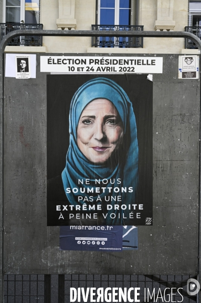 Affiches caricaturales des candidats à l election présidentielle 2022.  Politics graffitis