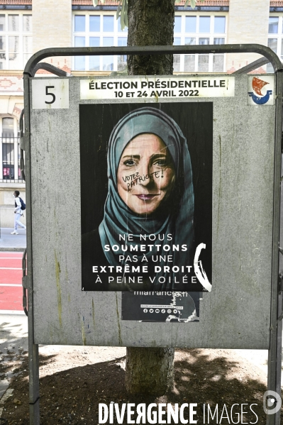 Affiches caricaturales des candidats à l election présidentielle 2022.  Politics graffitis