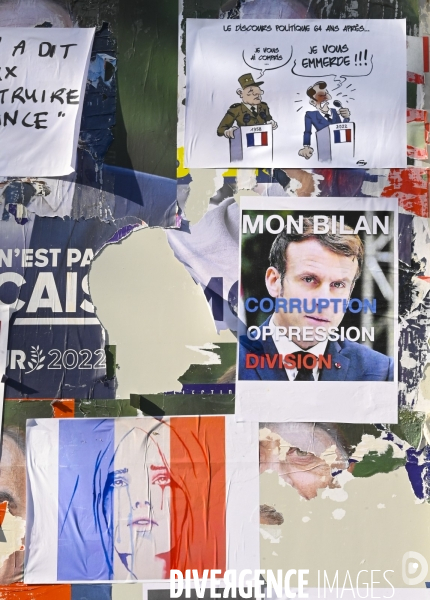 Affichage critique des candidats à l election présidentielle 2022. Politics graffitis