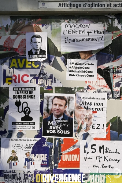 Affichage critique des candidats à l election présidentielle 2022. Politics graffitis