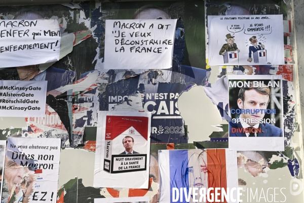 Affichage critique des candidats à l election présidentielle 2022. Politics graffitis