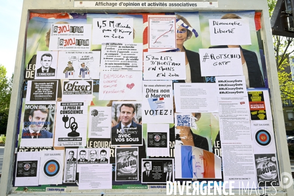 Affichage critique des candidats à l election présidentielle 2022. Politics graffitis