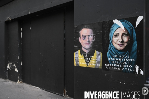 Affiches caricaturales des candidats à l election présidentielle 2022.  Politics graffitis