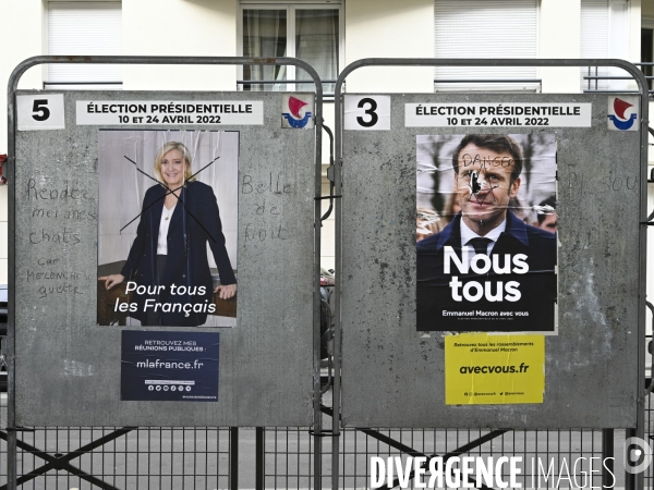 Affiches caricaturales des candidats à l election présidentielle 2022.  Politics graffitis