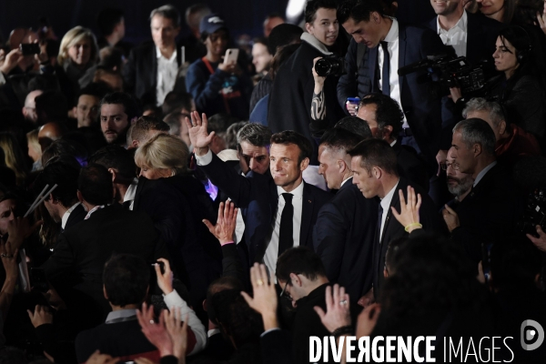 Emmanuel Macron au champ de mars pour fêter sa victoire à l élection présidentielle 2022