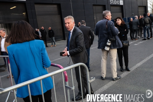 Arrivees des candidats pour le debat macron-le pen