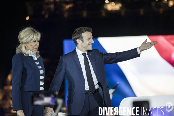 Emmanuel Macron réélu, au Champs de Mars.