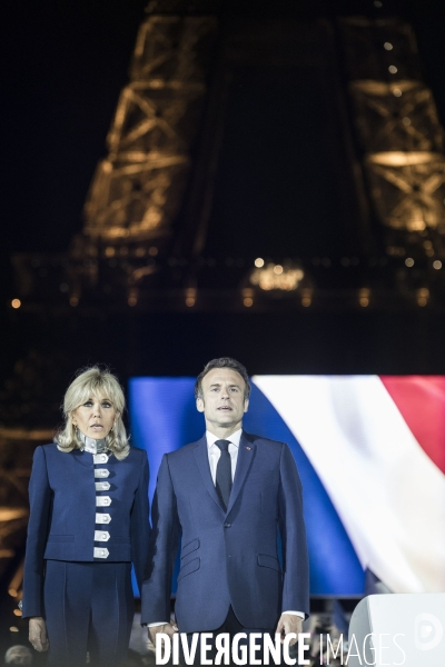 Emmanuel Macron réélu, au Champs de Mars.