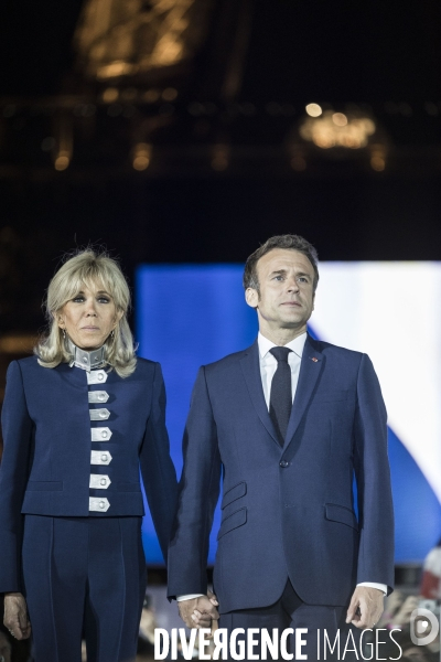 Emmanuel Macron réélu, au Champs de Mars.