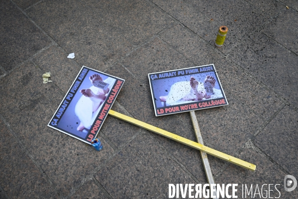 Rassemblement de forces de l ordre, en soutien à un collègue mis en examen pour  homicide volontaire  . Demonstration called by police.