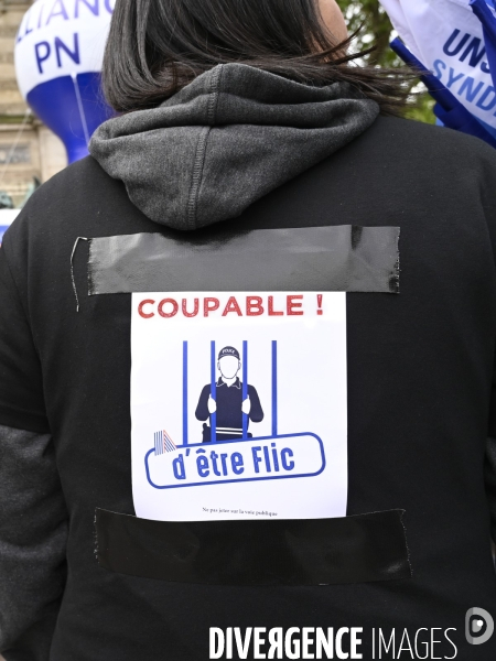 Rassemblement de forces de l ordre, en soutien à un collègue mis en examen pour  homicide volontaire  . Demonstration called by police.