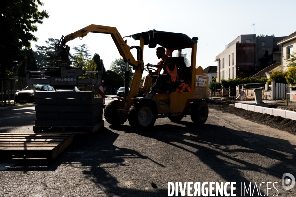 Chantier de voirie à Nantes