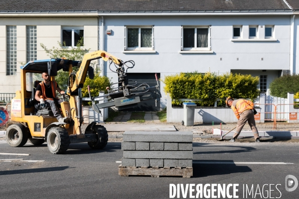 Chantier de voirie à Nantes