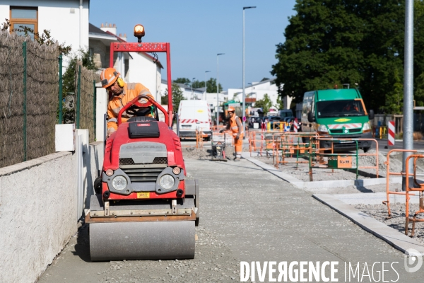 Chantier de voirie à Nantes