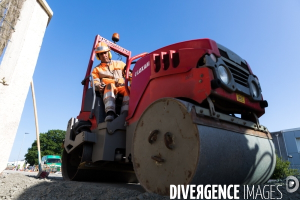 Chantier de voirie à Nantes