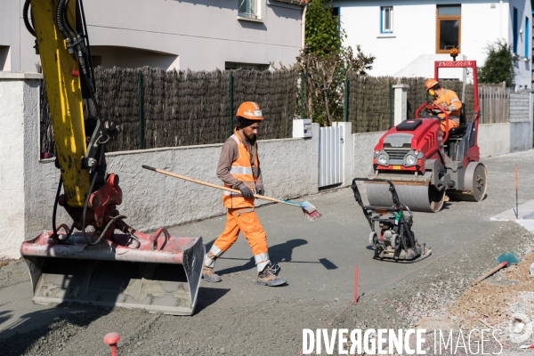 Chantier de voirie à Nantes