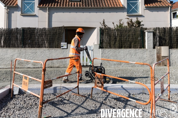 Chantier de voirie à Nantes