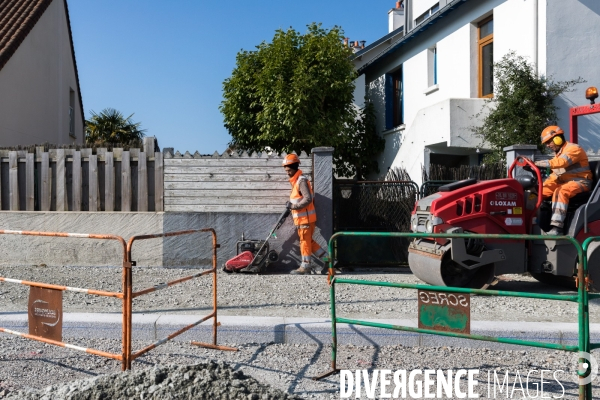 Chantier de voirie à Nantes