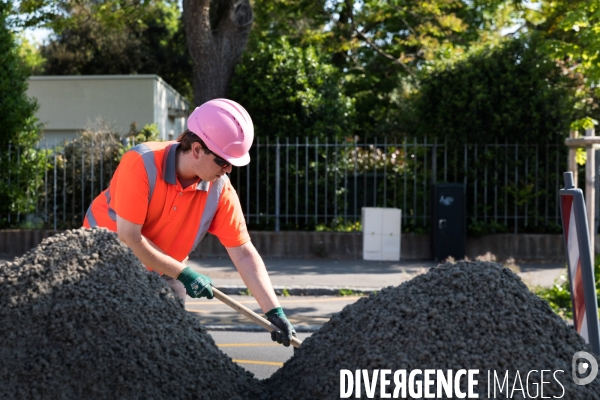 Chantier de voirie à Nantes