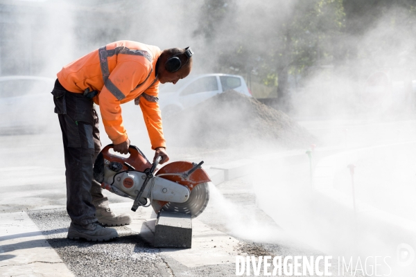 Chantier de voirie à Nantes