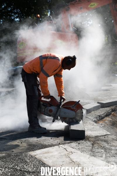 Chantier de voirie à Nantes