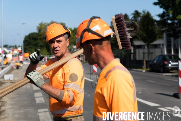 Chantier de voirie à Nantes