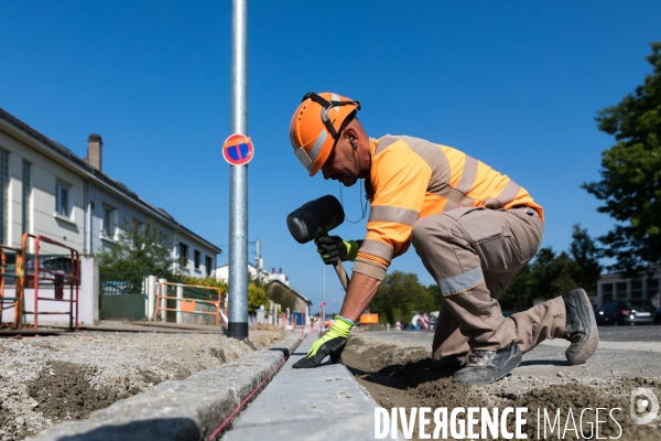 Chantier de voirie à Nantes