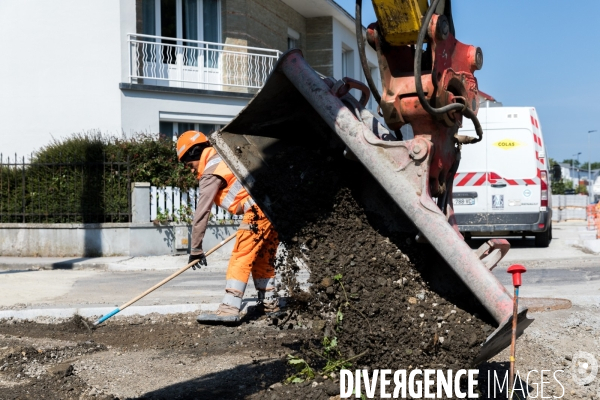 Chantier de voirie à Nantes