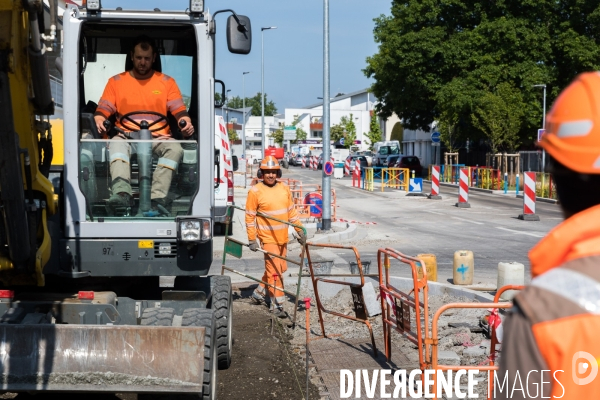 Chantier de voirie à Nantes