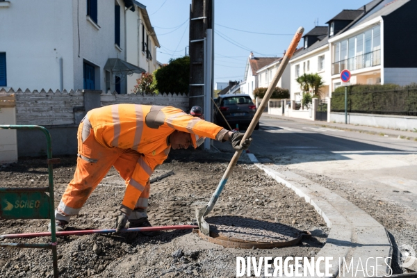 Chantier de voirie à Nantes