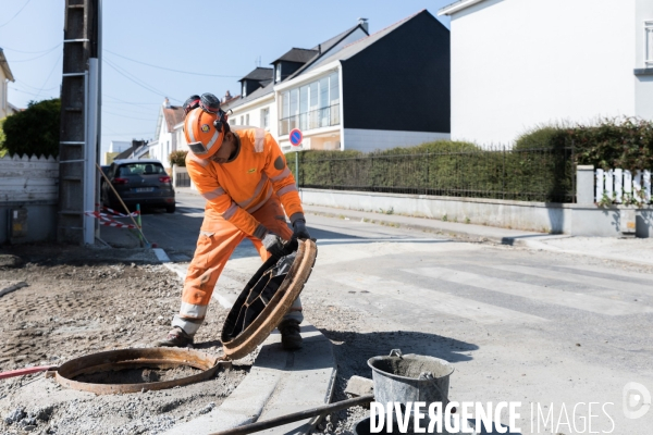 Chantier de voirie à Nantes