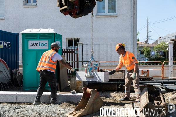 Chantier de voirie à Nantes