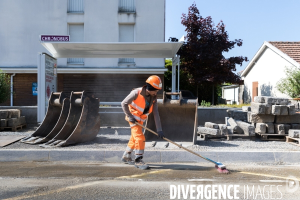 Chantier de voirie à Nantes